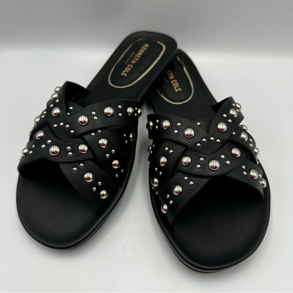 Kenneth Cole Black Studded Slide Sandals